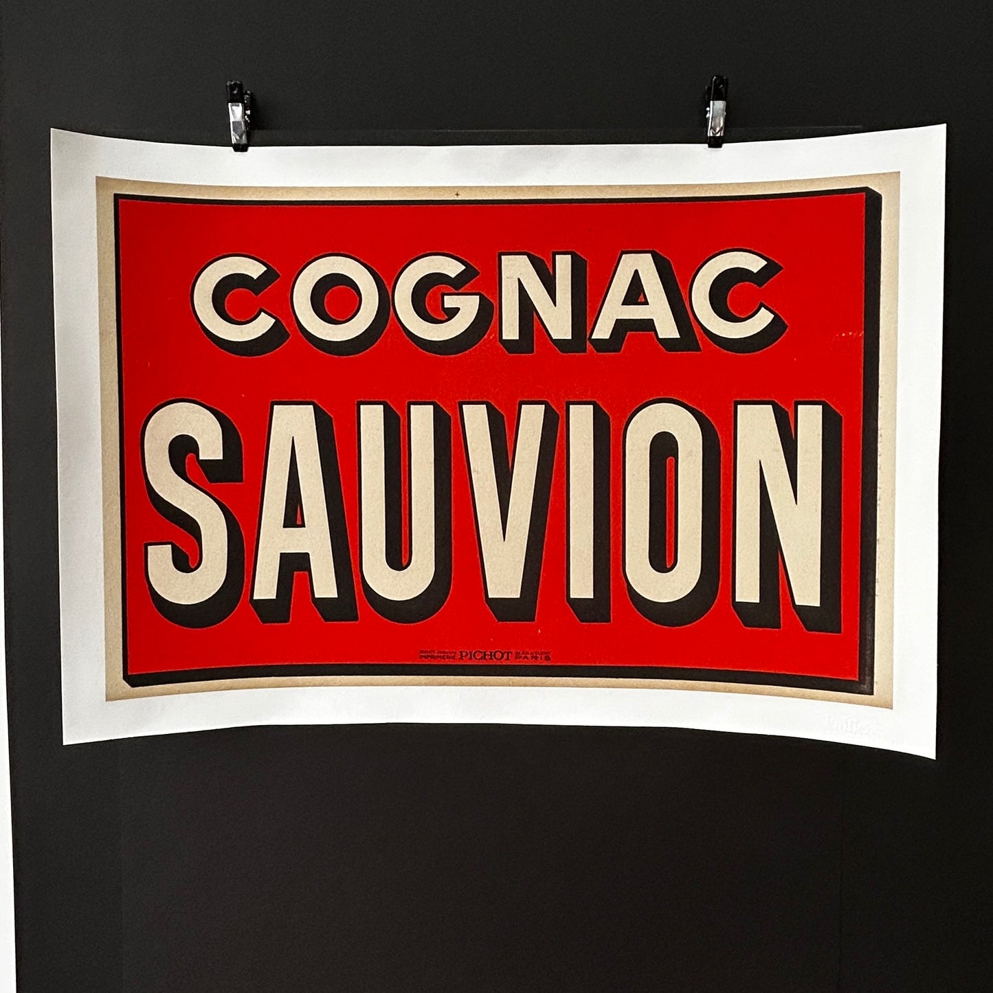AFFICHE ORIGINALE PUBLICITE COGNAC SAUVION