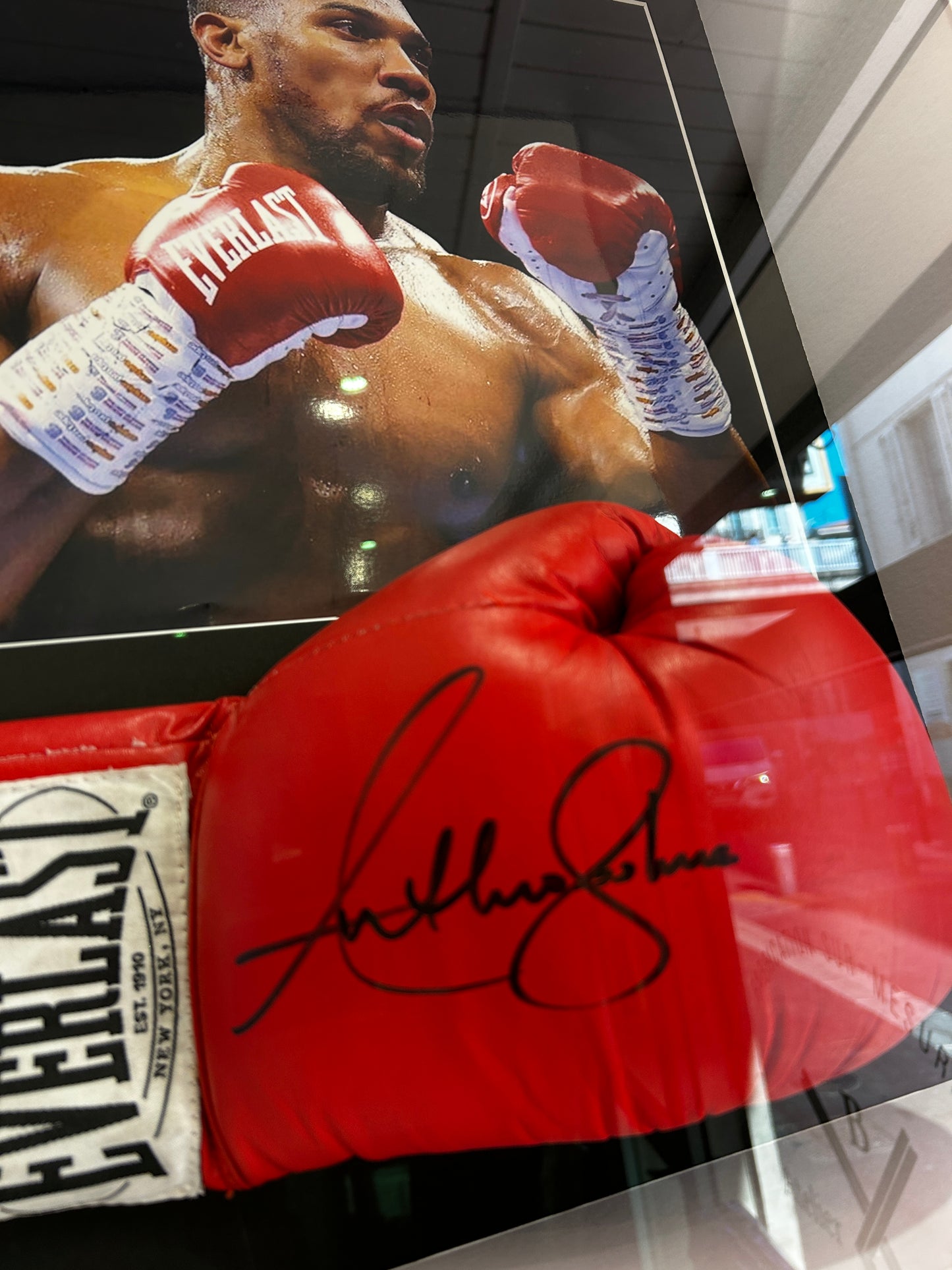 ANTHONY JOSHUA / Signature sur Gant de Boxe Everlast rouge - Certification