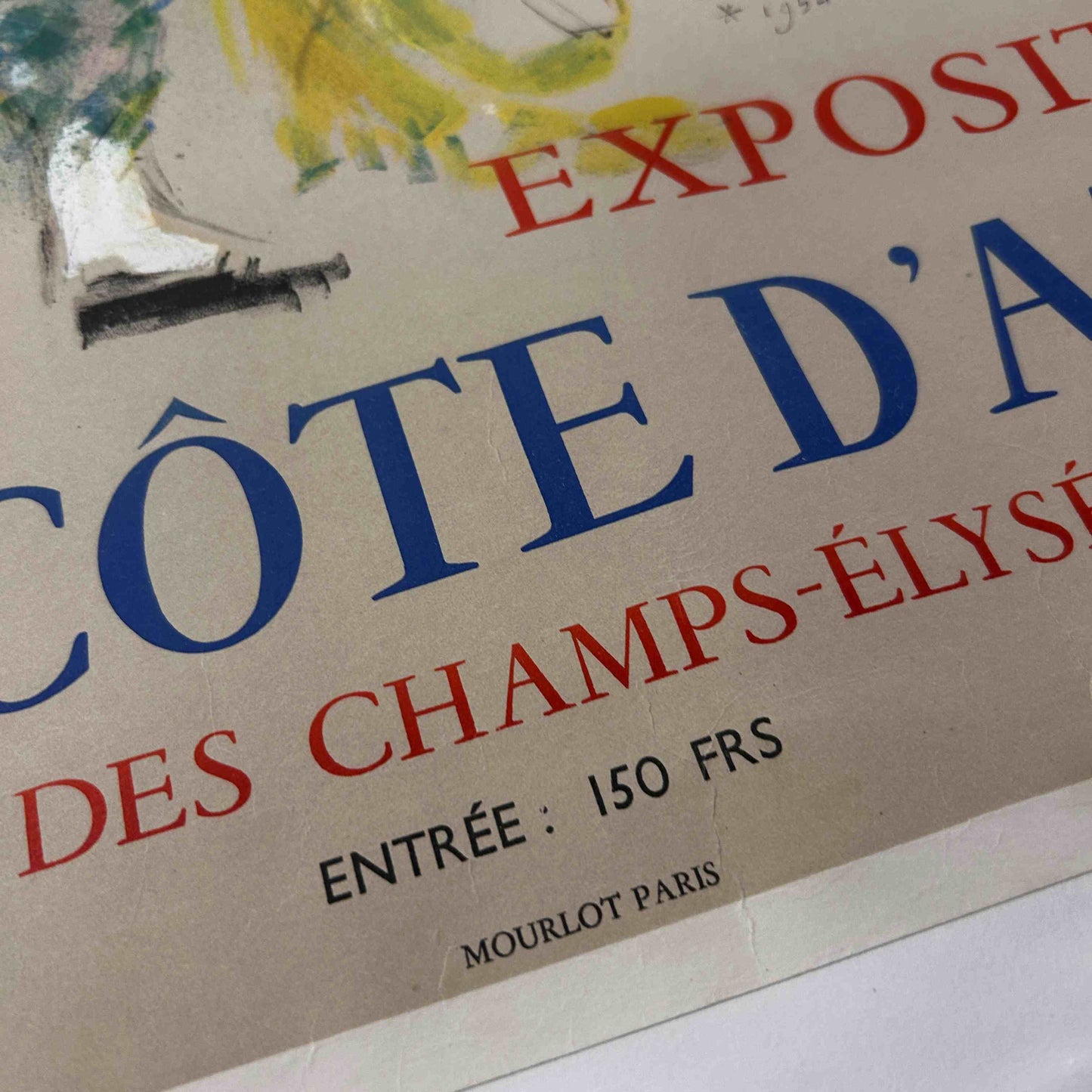 AFFICHE ORIGINALE - EXPOSITION NICE COTE D'AZUR par JEAN COCTEAU - SALON TWA PARIS - 1954