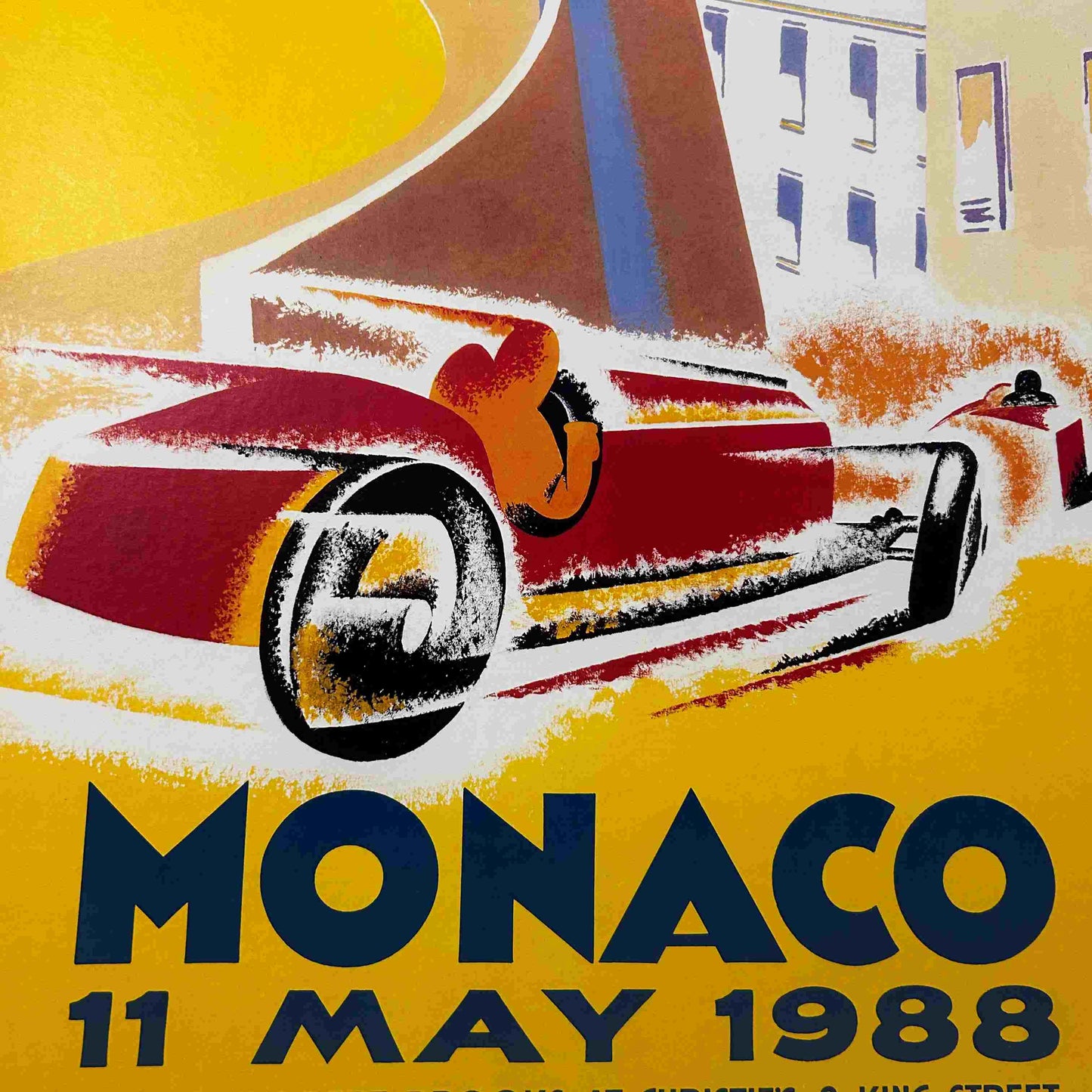 AFFICHE ORIGINALE - CHRISTIE'S - ALFA ROMEO, FERRARI et MASERATI - MONACO 11 MAI 1988