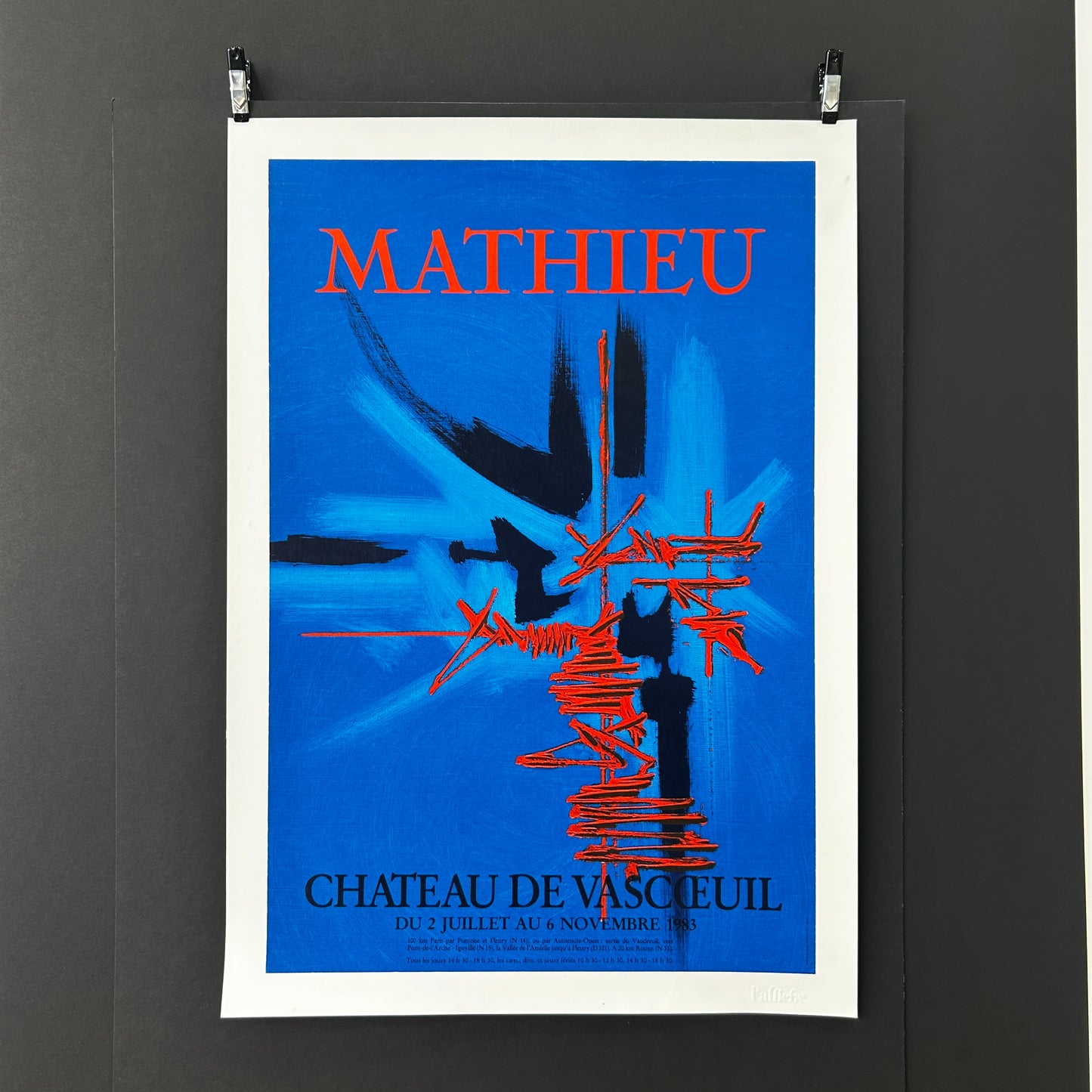 AFFICHE ORIGINALE GEORGES MATHIEU - Exposition CHATEAU DE VASCOEUIL - 1983