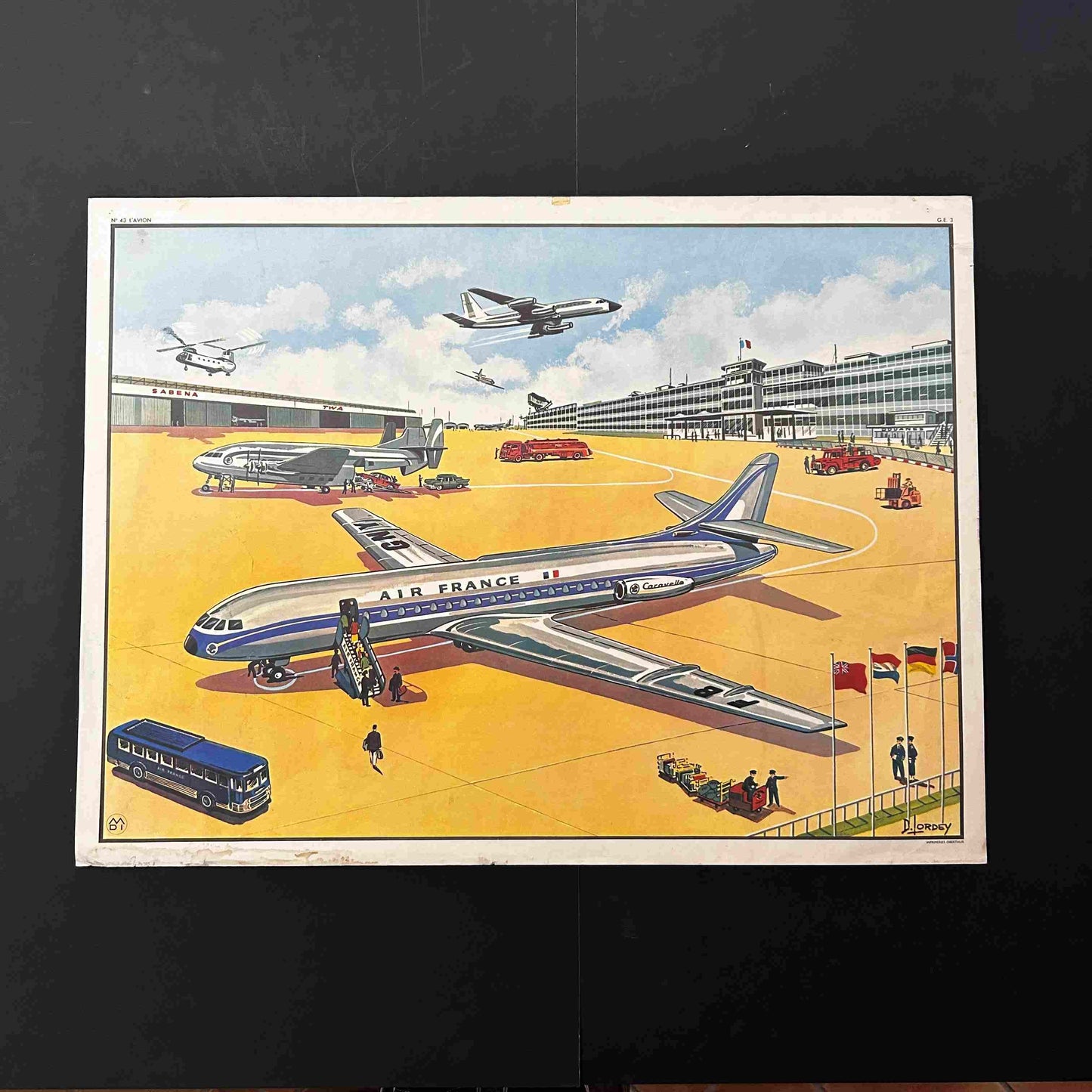 AFFICHE SCOLAIRE ORIGINALE - L'AVION - MAISON DES INSTITUTEURS