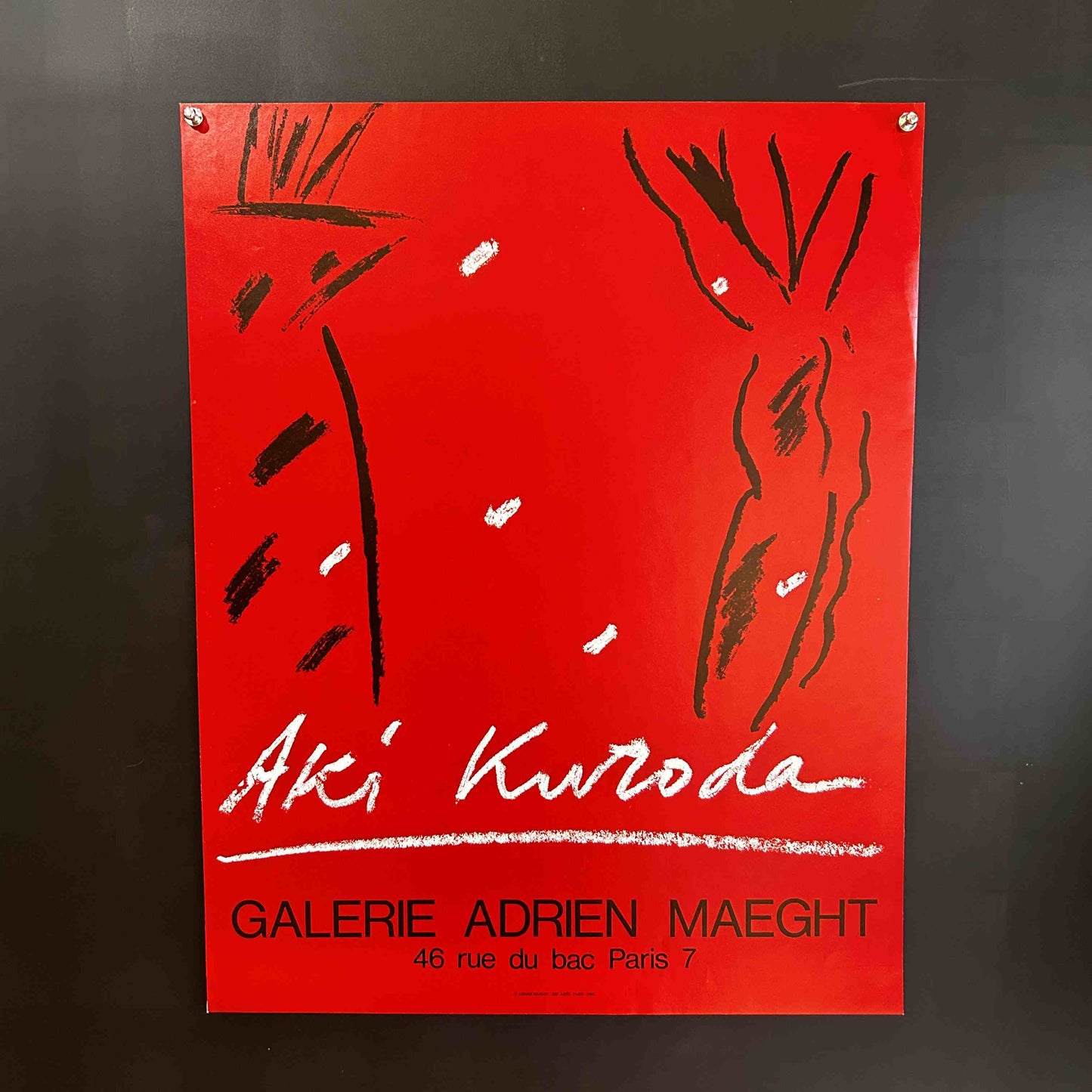 AFFICHE ORIGINALE EXPOSITION AKI KURODA GALERIE ADRIEN MAEGHT PARIS 1986