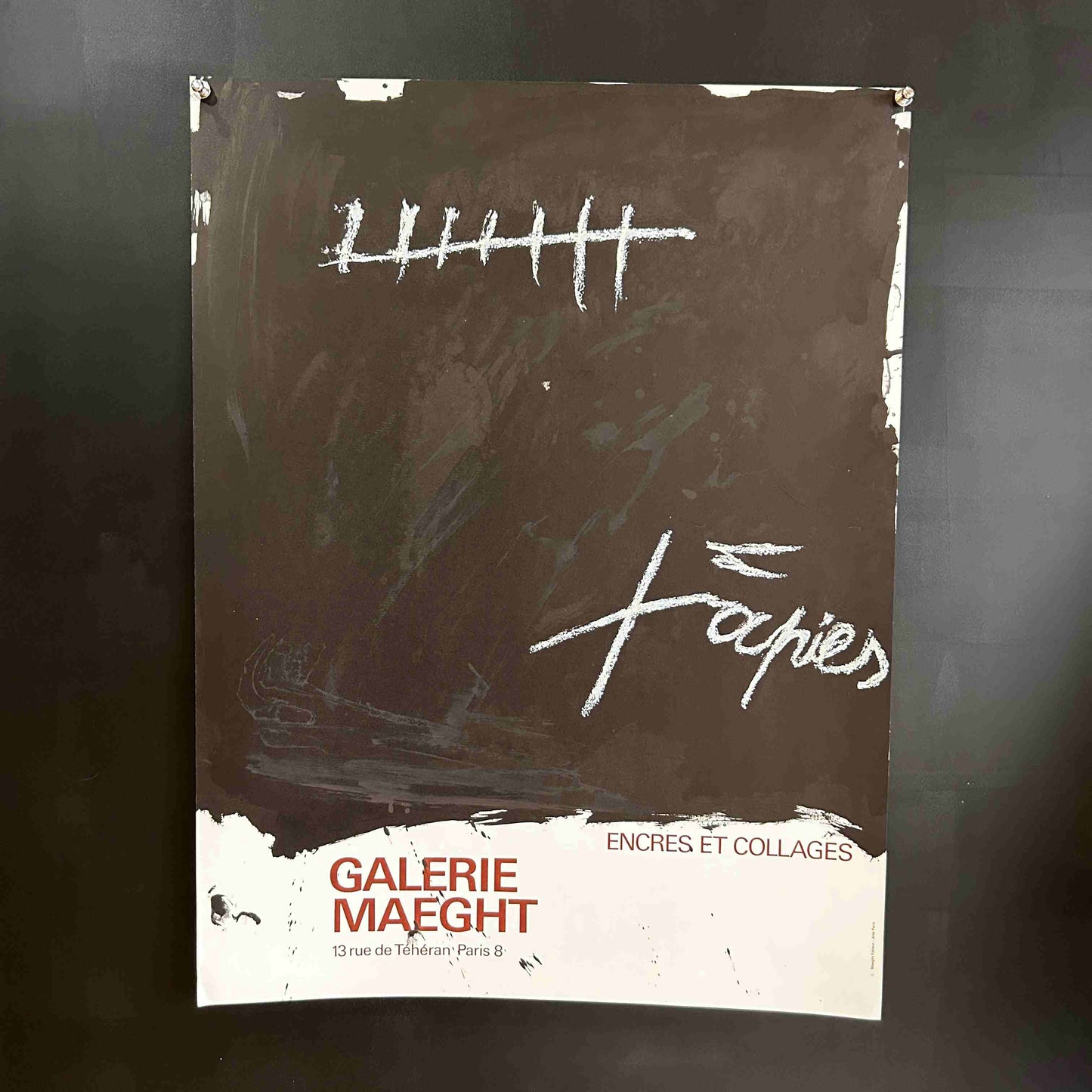 AFFICHE ORIGINALE EXPOSITION TAPIES GALERIE MAEGHT PARIS 1968