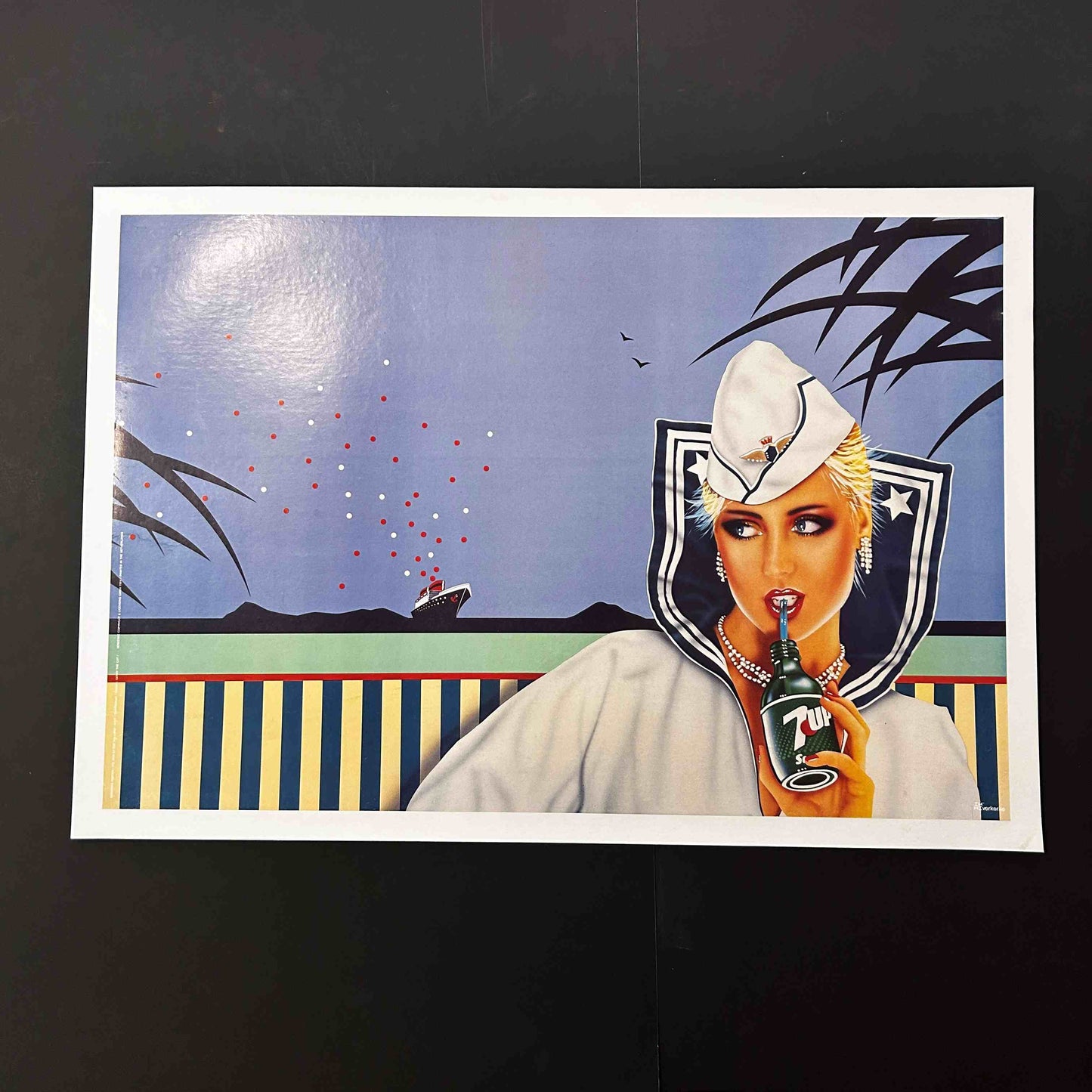 AFFICHE ORIGINALE PUBLICITAIRE 7UP - ANNEES 70'