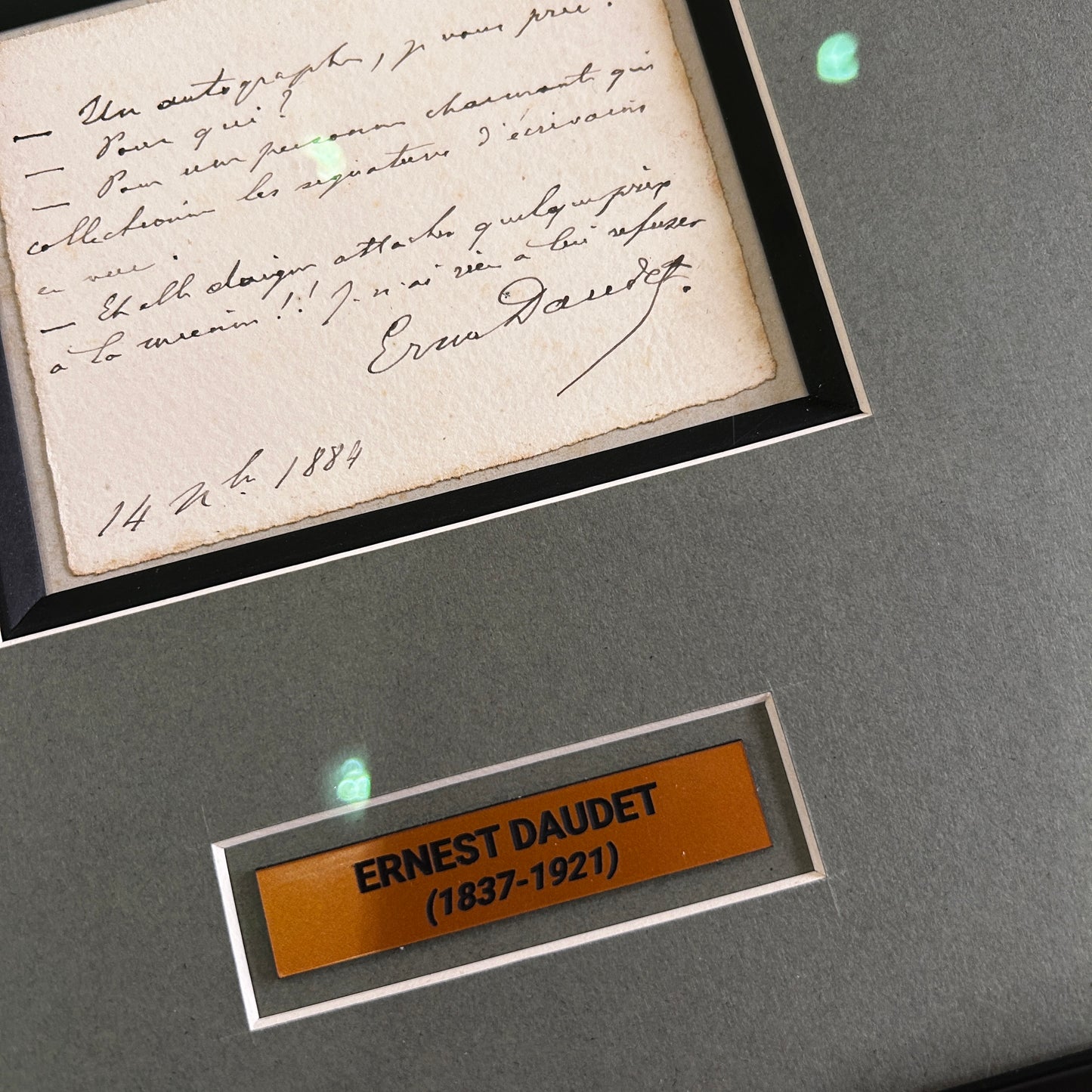 Ernest Daudet - Texte manuscrit et signée par Ernest Daudet 1884