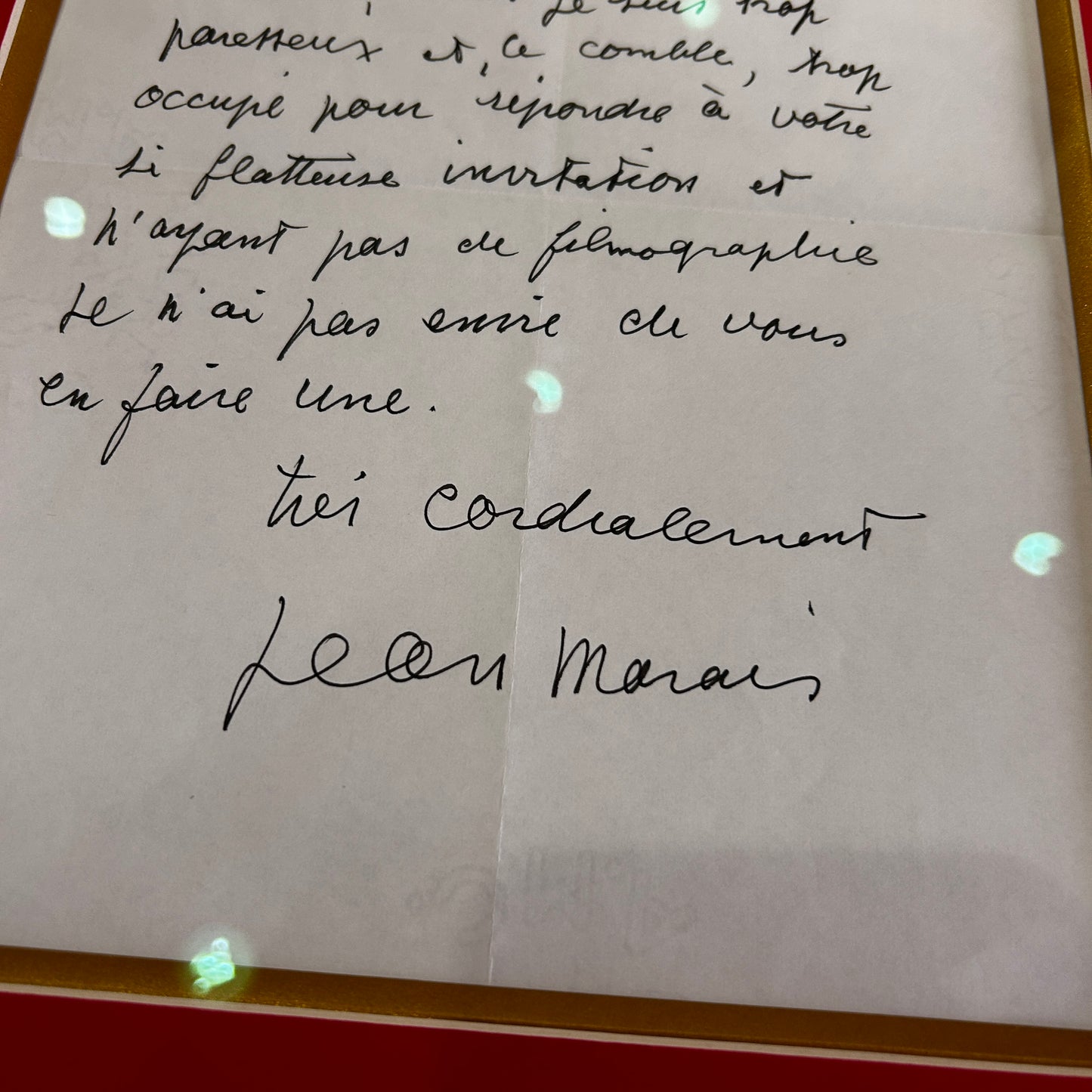 Jean Marais - Lettre manuscrite et signée - 1989