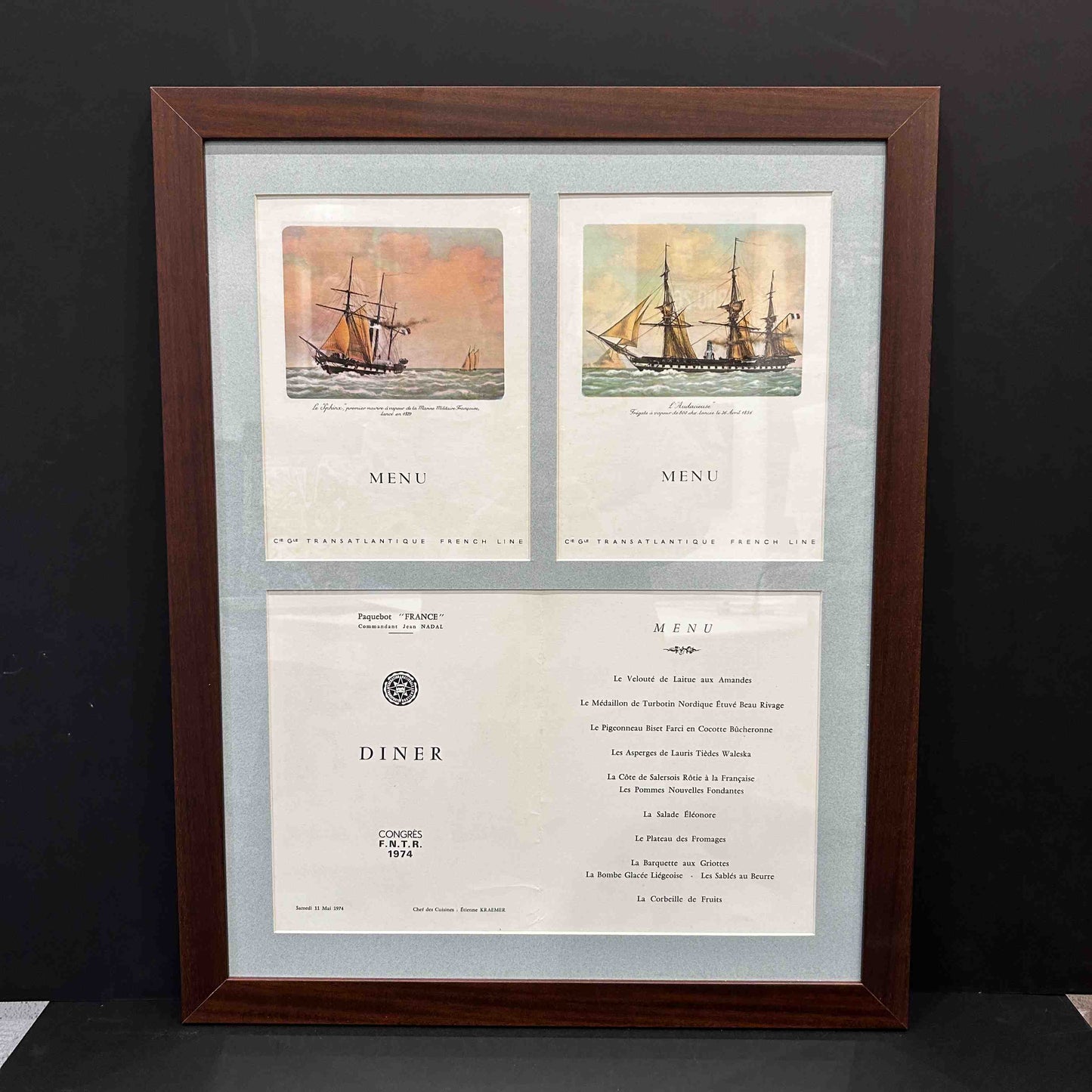 Paquebot France / Menu Original / French Line Mai 1974