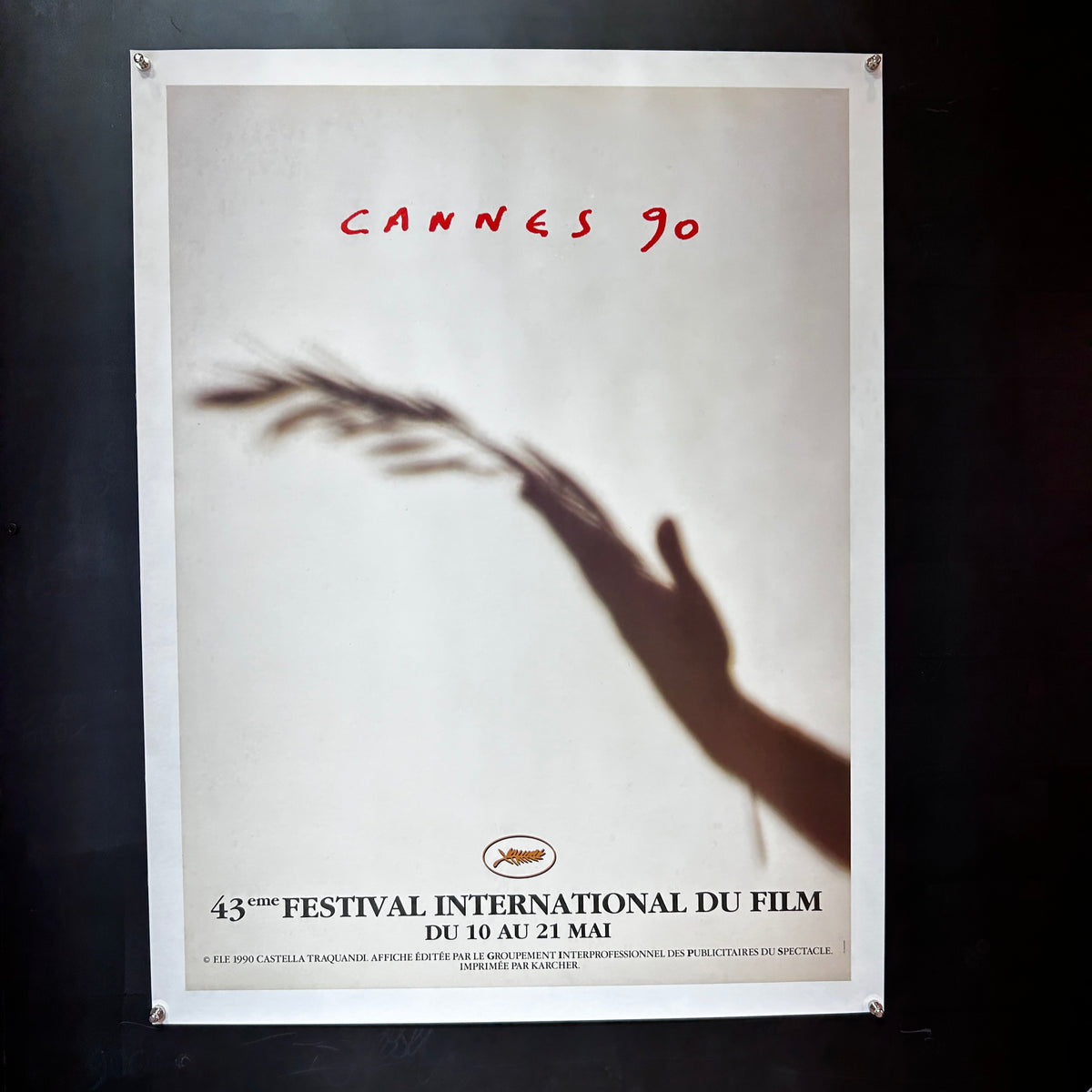 FESTIVAL DE CANNES 1990 – Affiche originale du 43e Festival International du Film – Castella Traquandi