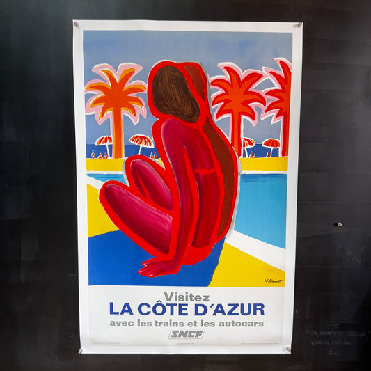 SNCF - LA COTE DAZUR - Affiche Originale par Villemot - 1968