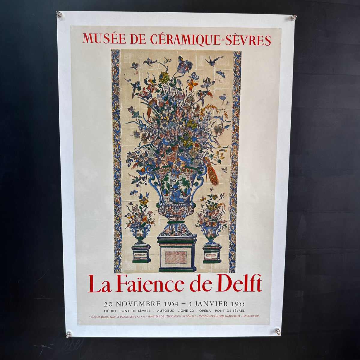 La Faïence de Delft - Musée National de la céramique - Affiche Originale - 1954
