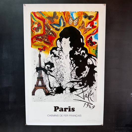 Affiche originale « Paris – Chemins de fer français » – Salvador Dalí – 1969