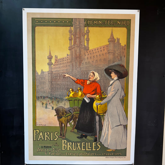 CHEMIN DE FER DU NOR PARIS BRUXELLES - Affiche Originale - Vers 1910