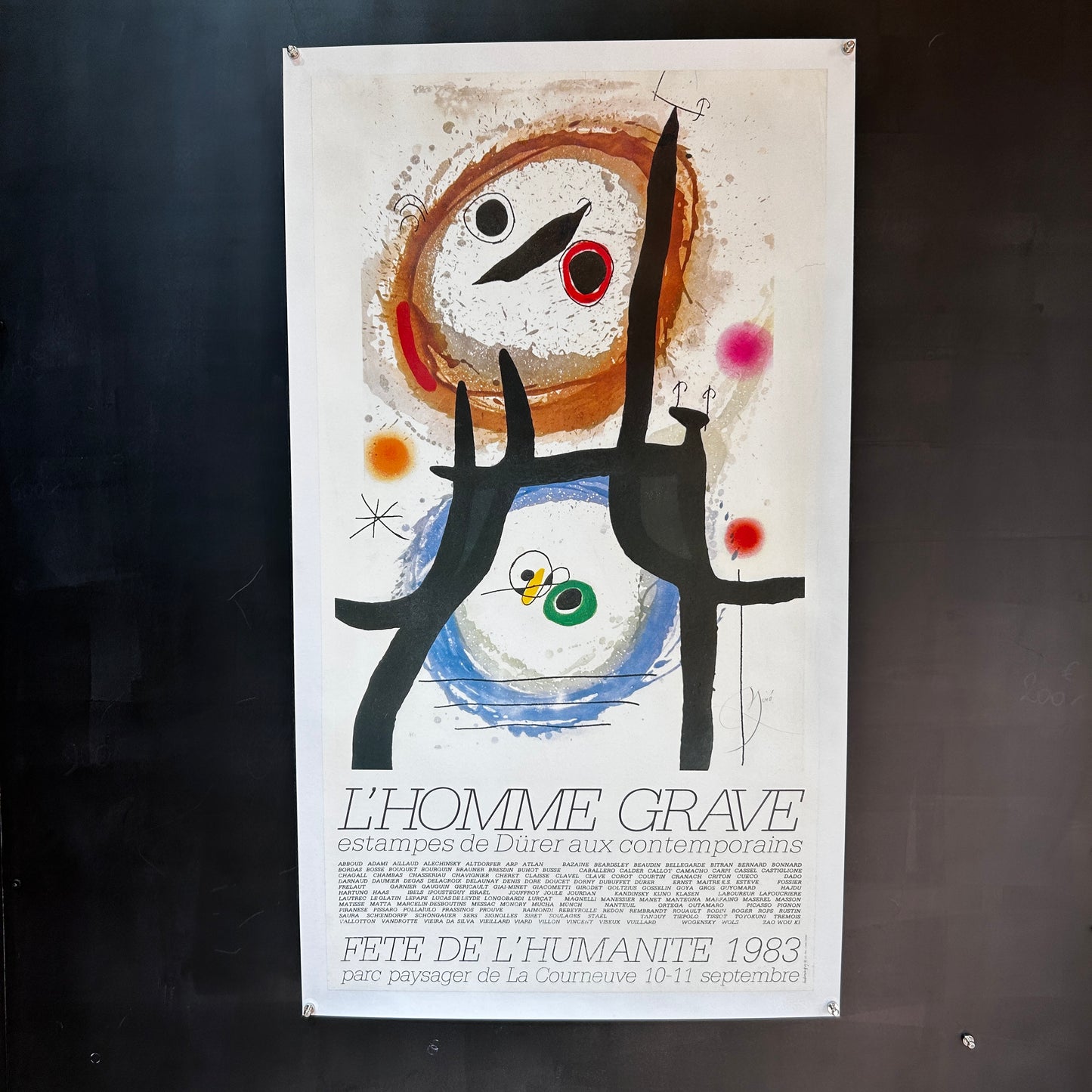 FETE DE L'HUMANITE par MIRO - AFFICHE ORIGINALE - 1983