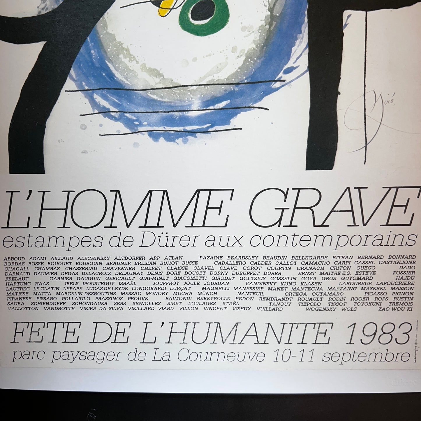 FETE DE L'HUMANITE par MIRO - AFFICHE ORIGINALE - 1983