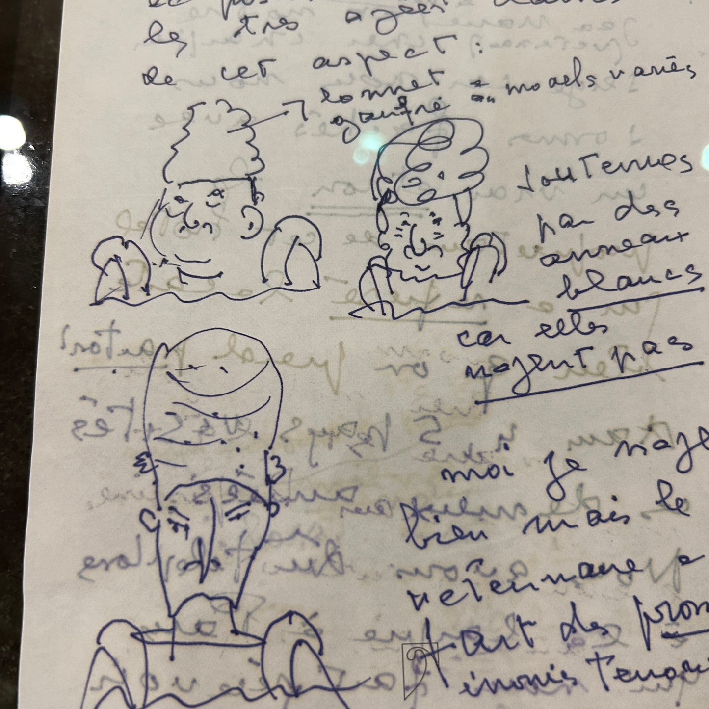 LEONOR FINI - Pages manuscrites et enrichies de dessins originaux