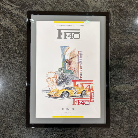 AFFICHE ORIGINALE COMMEMORATIVE 1952-1992 FERRARI F40