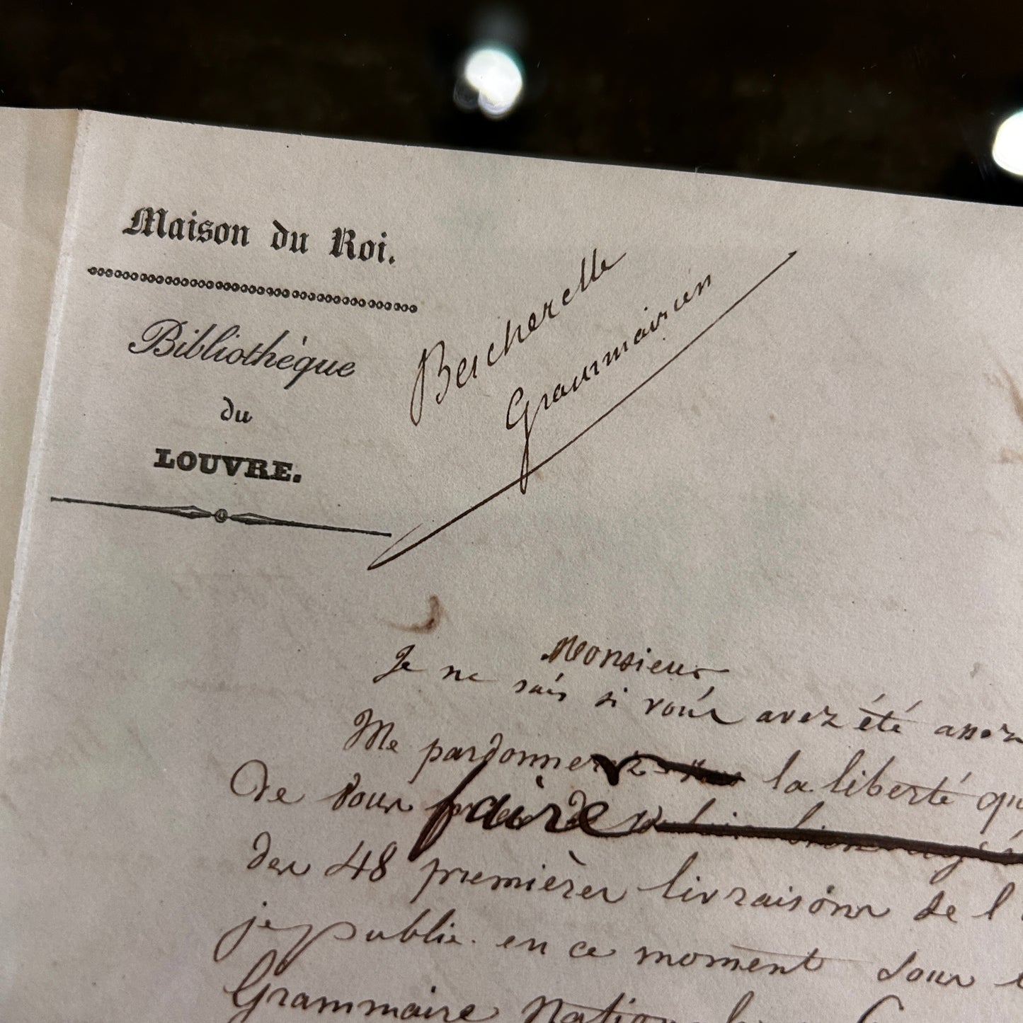 Louis-Nicolas BESCHERELLE - Texte manuscrit et signé