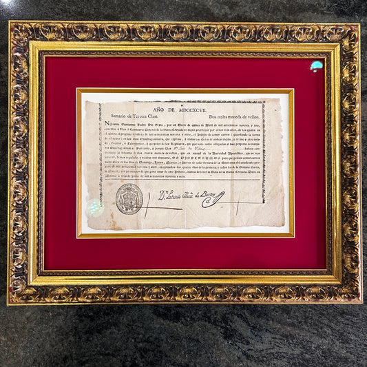 Imprimé d’indulgence espagnol de 1797 délivré par le Général de la croisade Patricio Martinez de Bustos