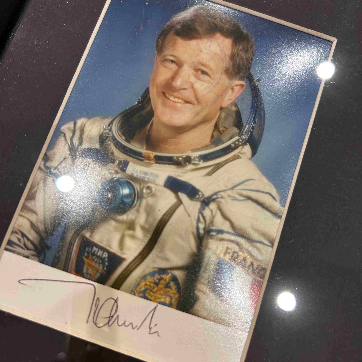 JEAN-LOUP CHRETIEN / Photo argentique d'époque de mission spatiale signée à bord de la station MIR