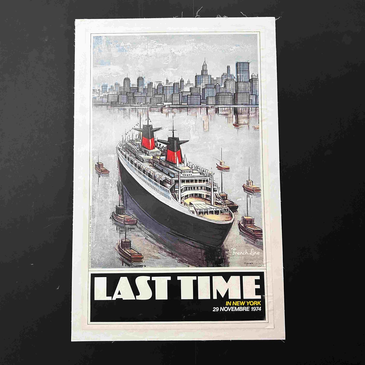 AFFICHE ORIGINALE FRENCH LINE, LAST TIME IN NEW YORK - Ciganer 1982