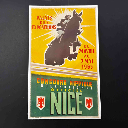 AFFICHE ORIGINALE - CONCOURS HIPPIQUE - NICE - 1965 par JEAN LUC