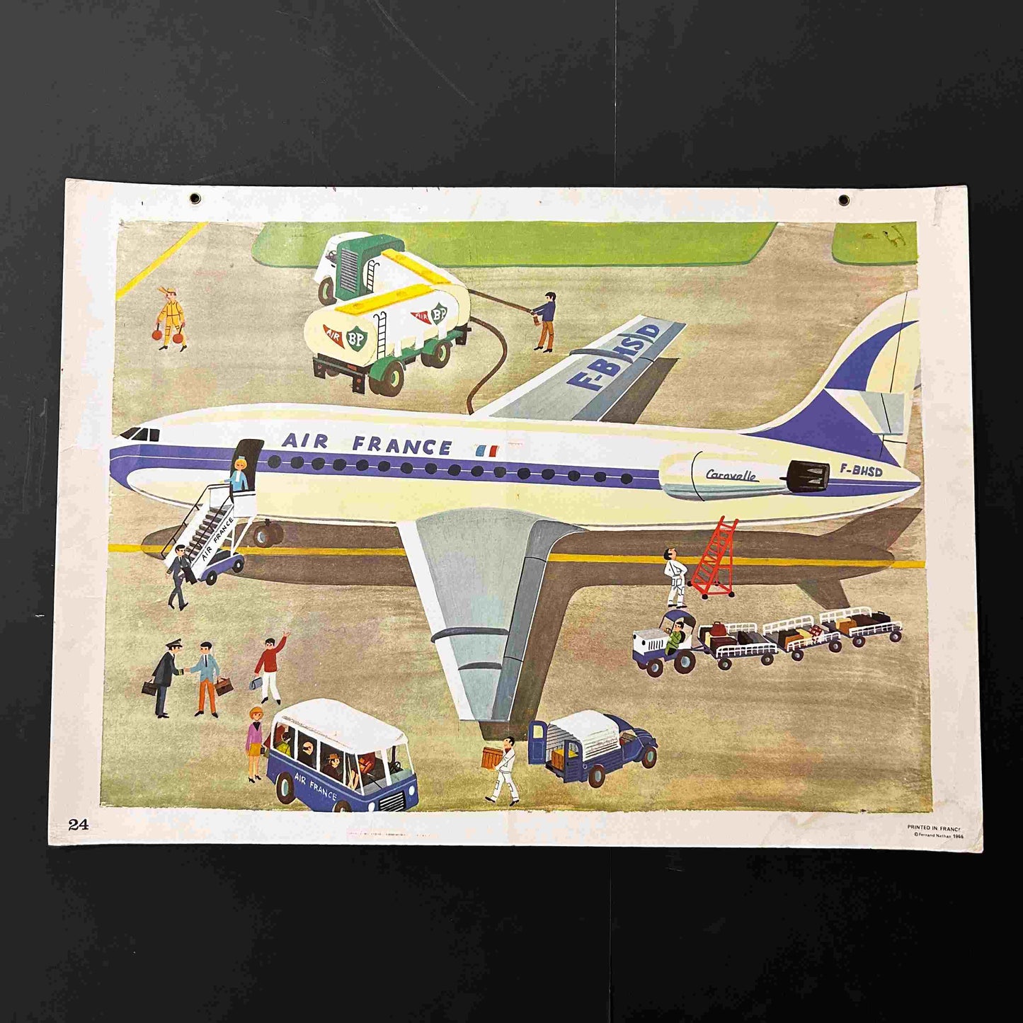 AFFICHE SCOLAIRE ORIGINALE - L'AVION - NATHAN 1966