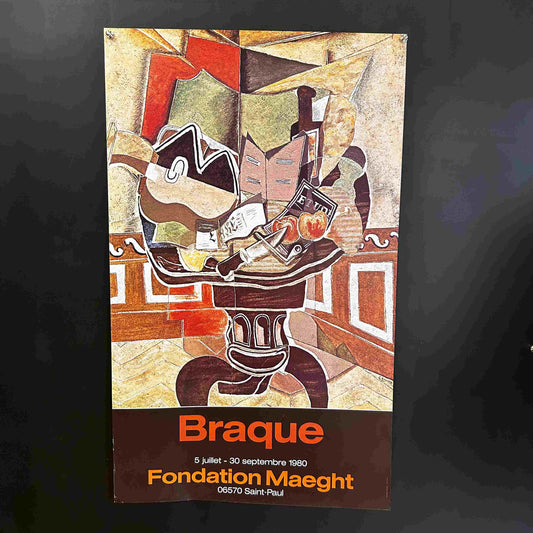 AFFICHE ORIGINALE EXPOSITION GEORGES BRAQUE FONDATION MAEGHT 1980