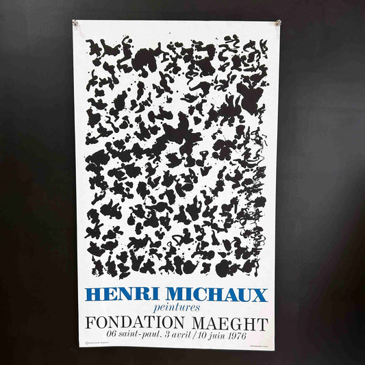 AFFICHE ORIGINALE EXPOSITION DE HENRI MICHAUX FONDATION MAEGHT 1976