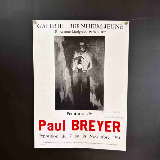 AFFICHE ORIGINALE EXPOSITION PAUL BREYER PARIS 1964 - Signée par l'artiste