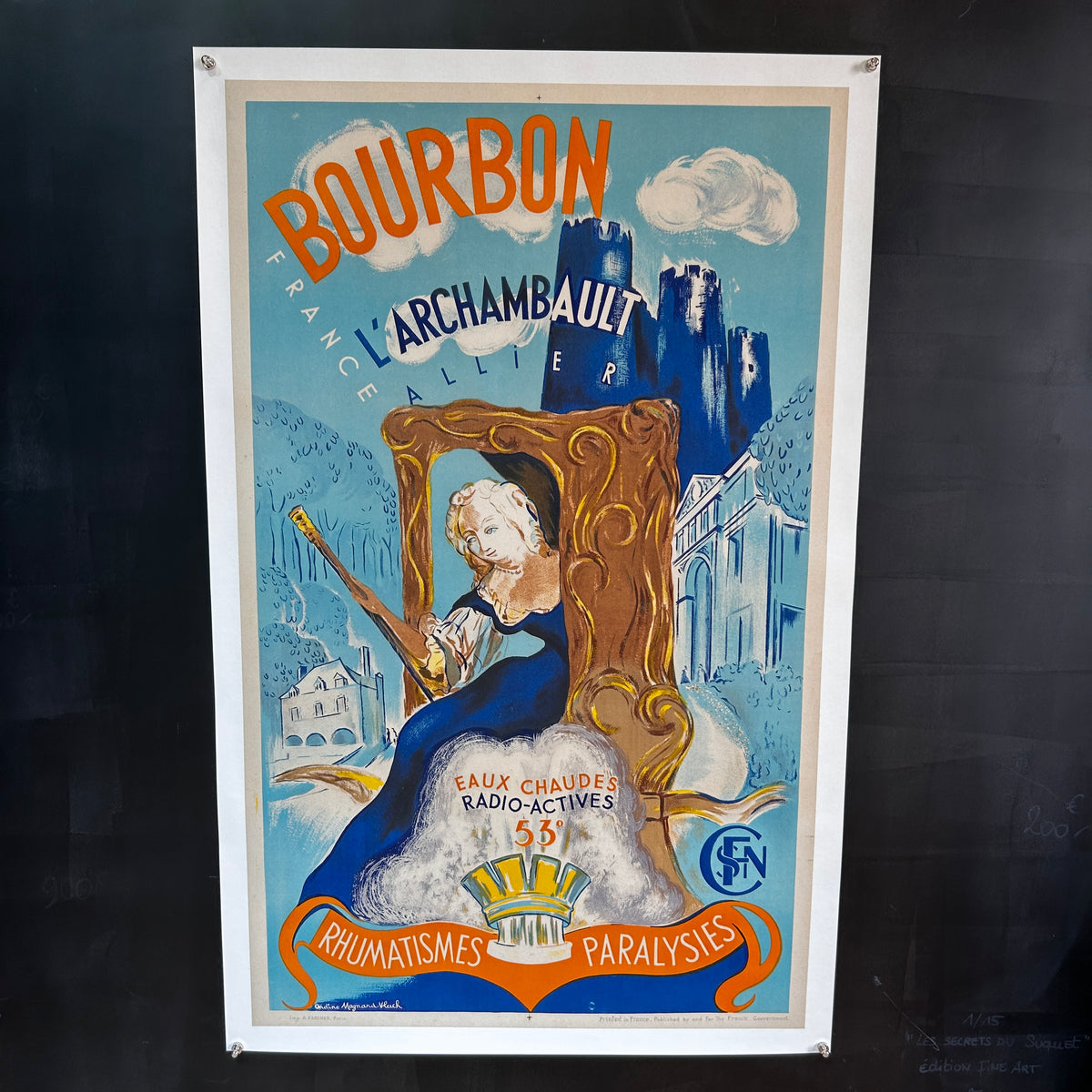 Bourbon-l'Archambault - Affiche Originale - Vers 1938-1940 - SNCF