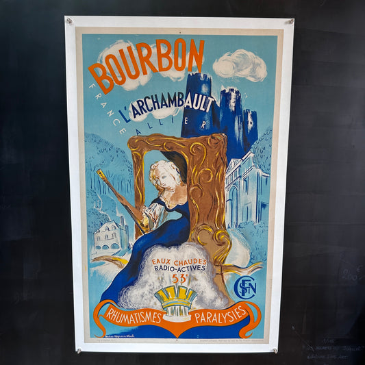 Bourbon-l'Archambault - Affiche Originale - Vers 1938-1940 - SNCF