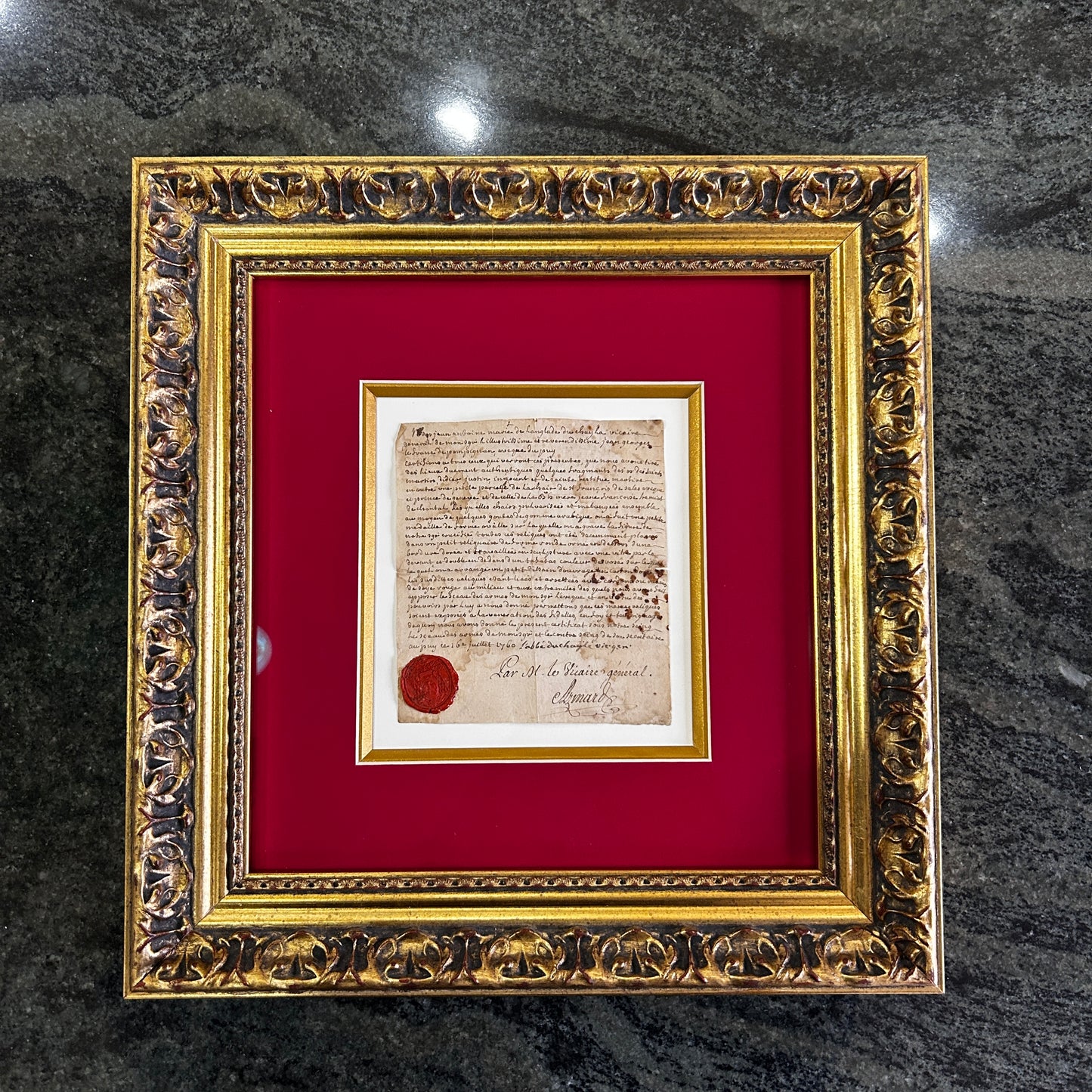 Certificat manuscrit de reliques - 16 juillet 1760