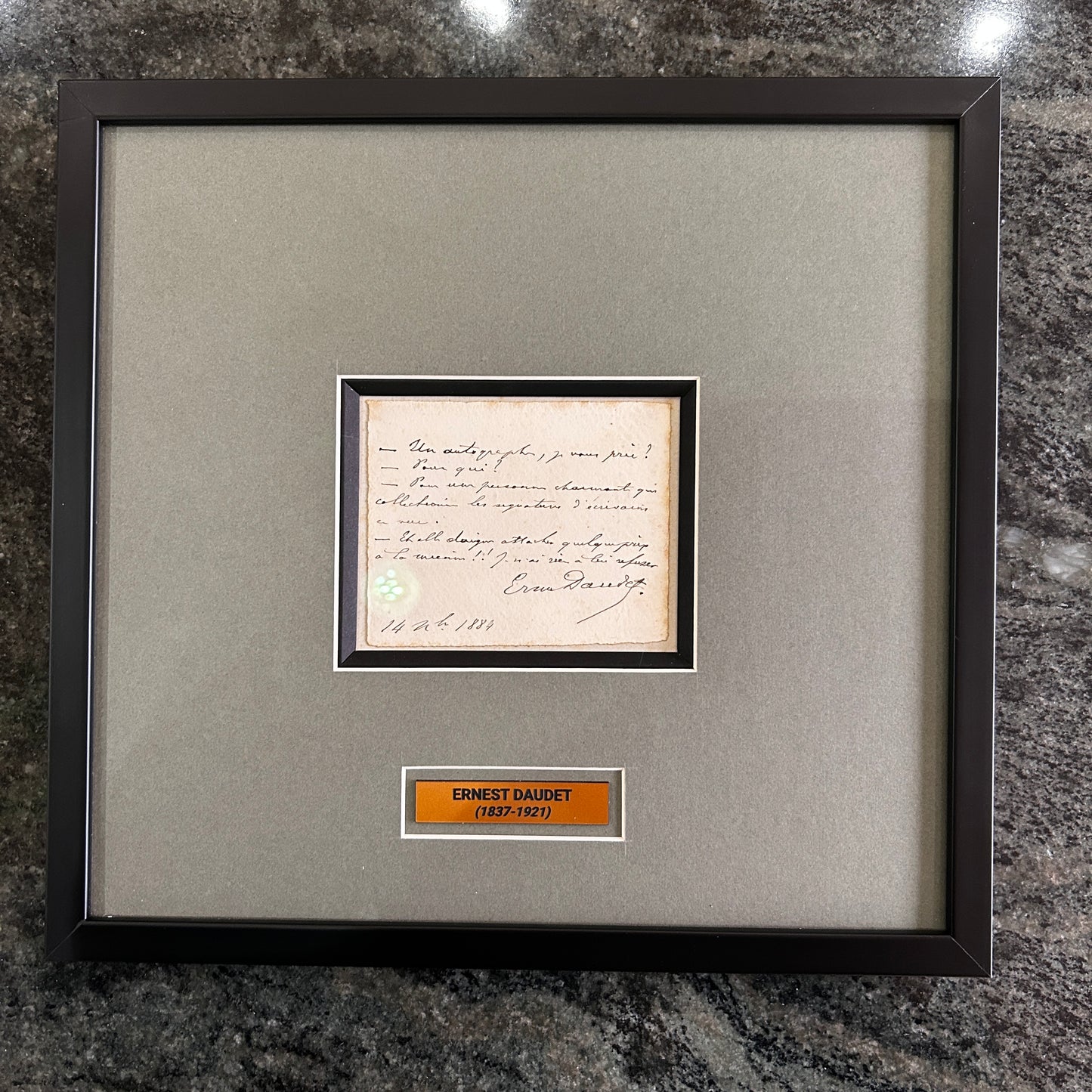 Ernest Daudet - Texte manuscrit et signée par Ernest Daudet 1884