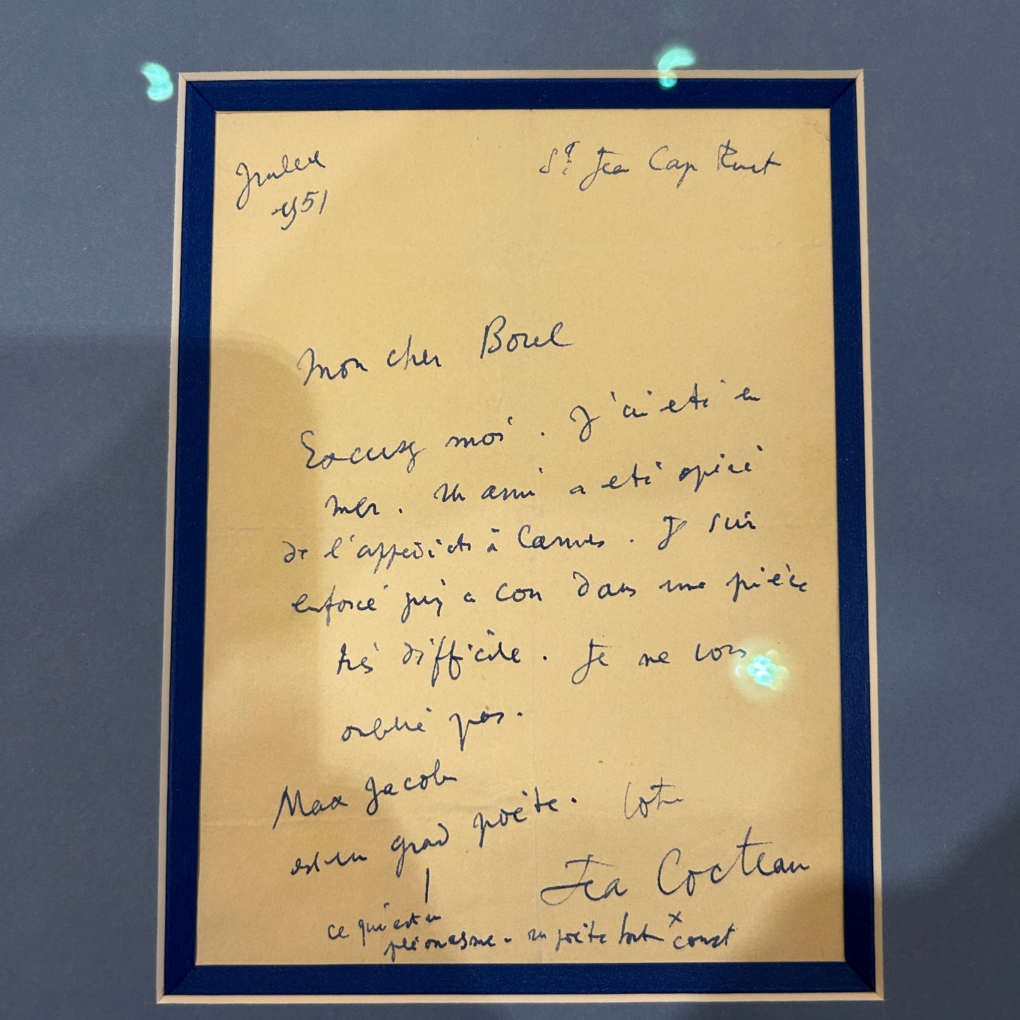 Jean Cocteau - Lettre manuscrite et signée 1951