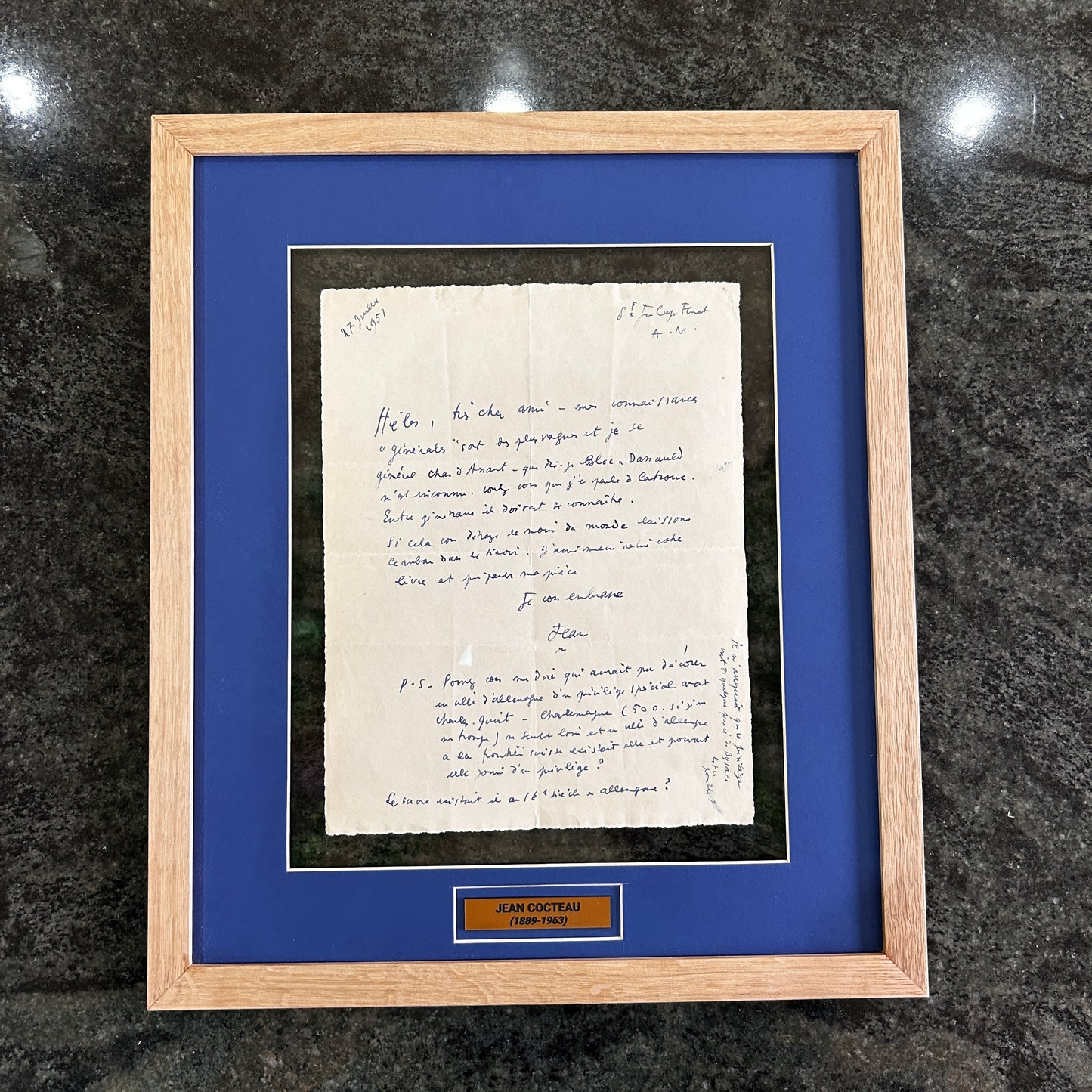 Jean Cocteau - Lettre manuscrite et signée 1951