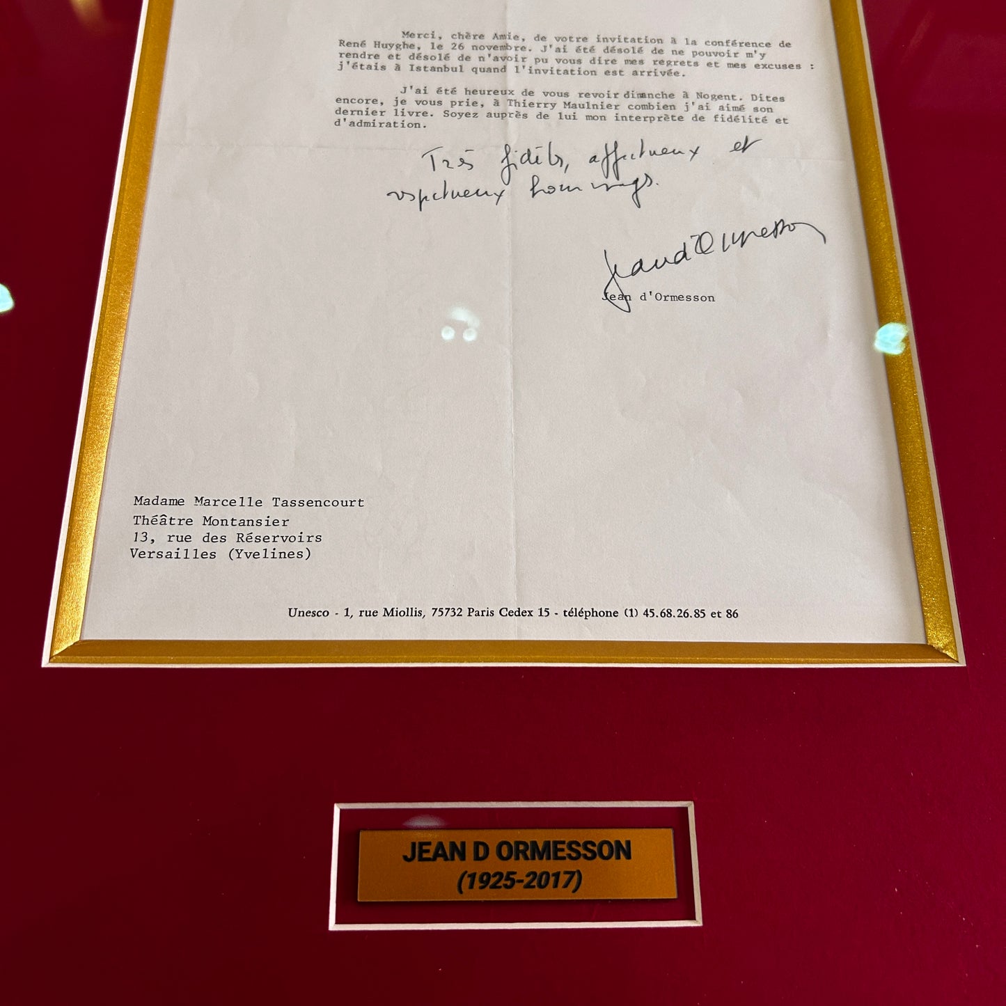 Jean D'ormesson- Lettre signée - 1985