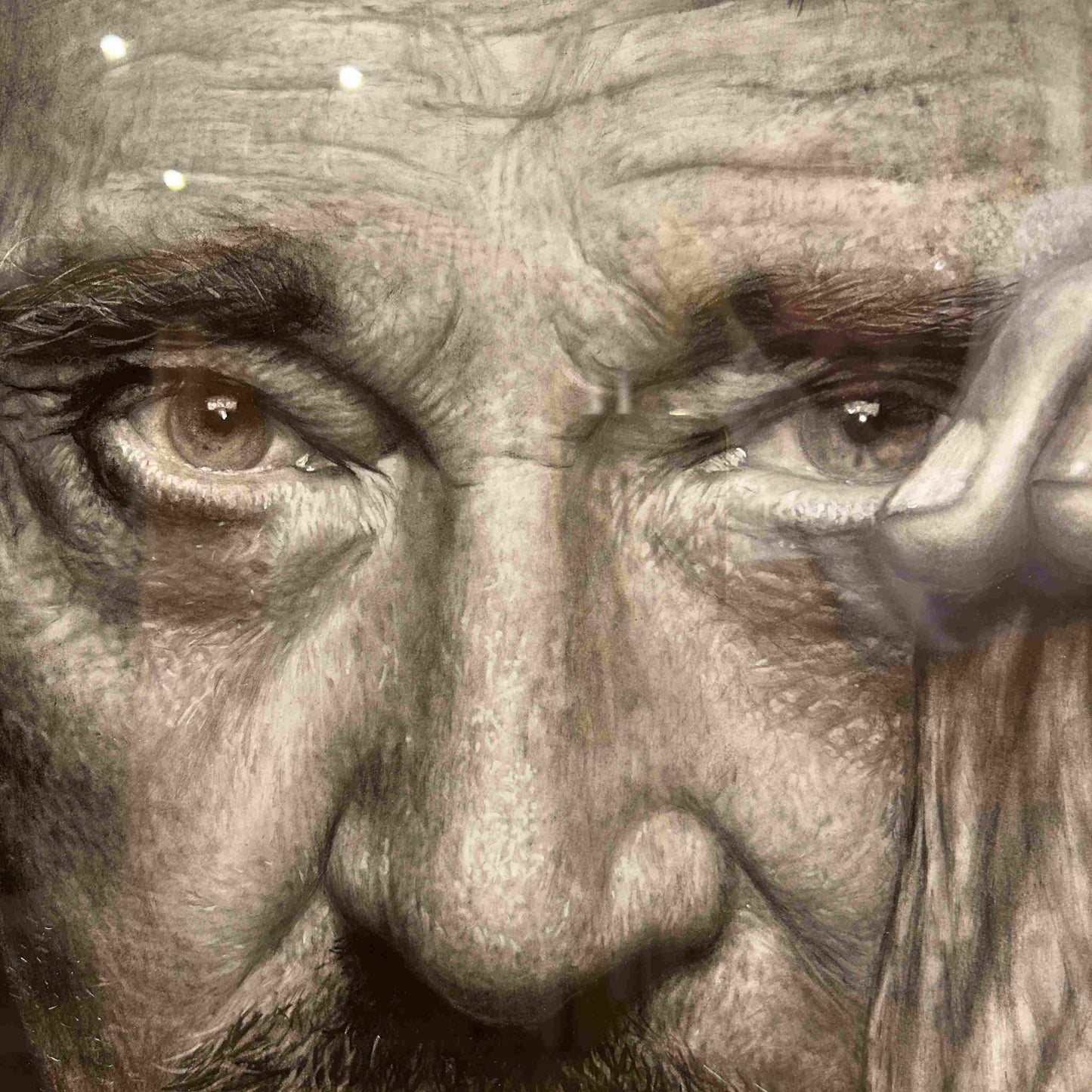 JOHNNY HALLYDAY - Portrait dessiné au crayon gris