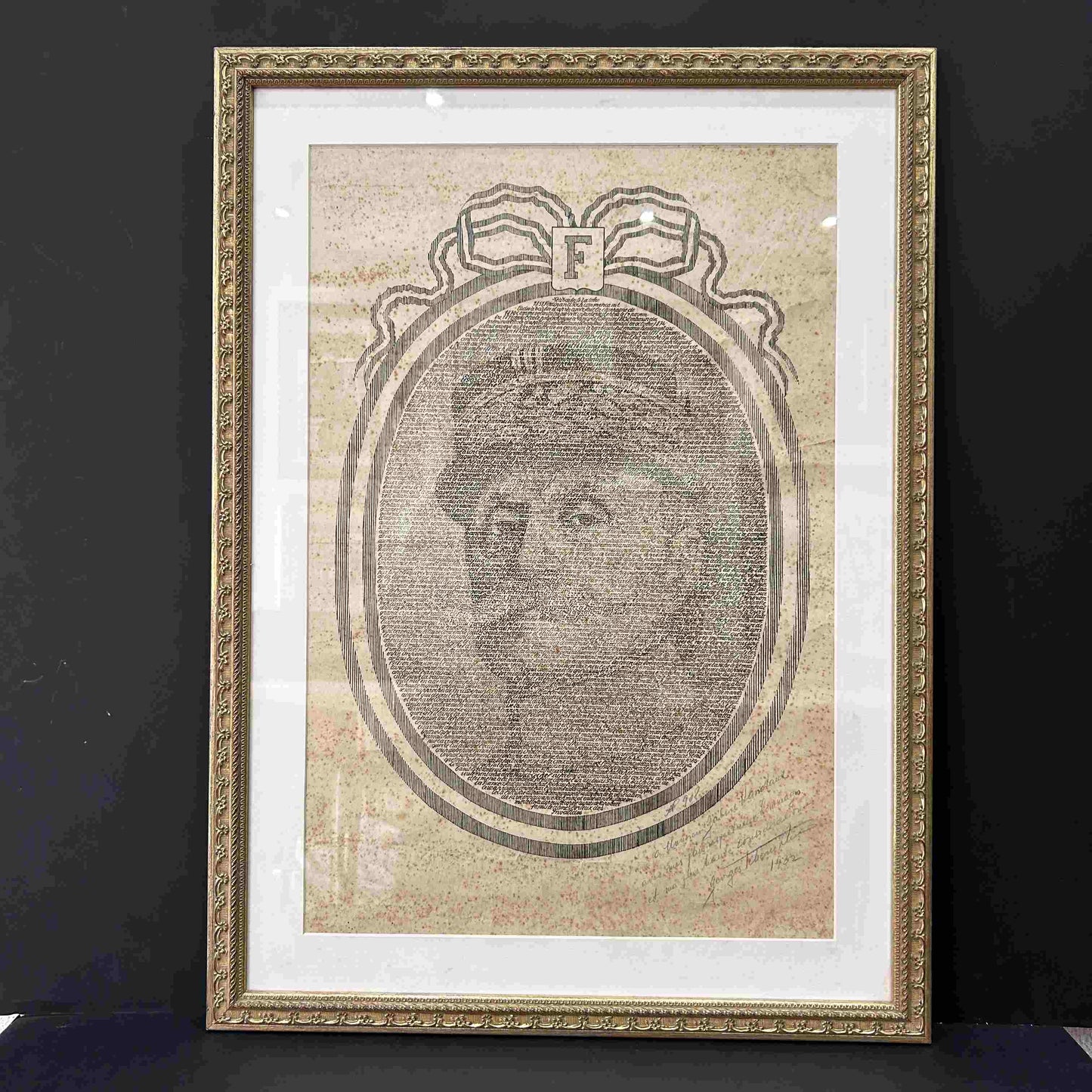 Portrait Calligraphié du Maréchal Foch par Georges Tcherukine et dédicacé - 1932