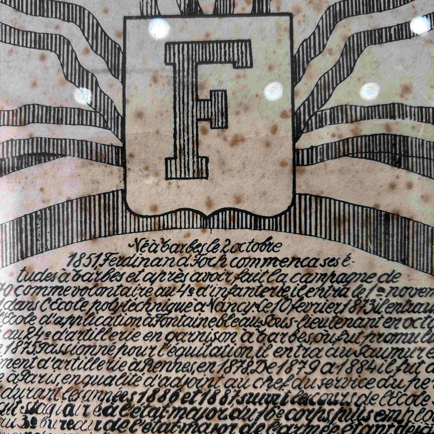 Portrait Calligraphié du Maréchal Foch par Georges Tcherukine et dédicacé - 1932
