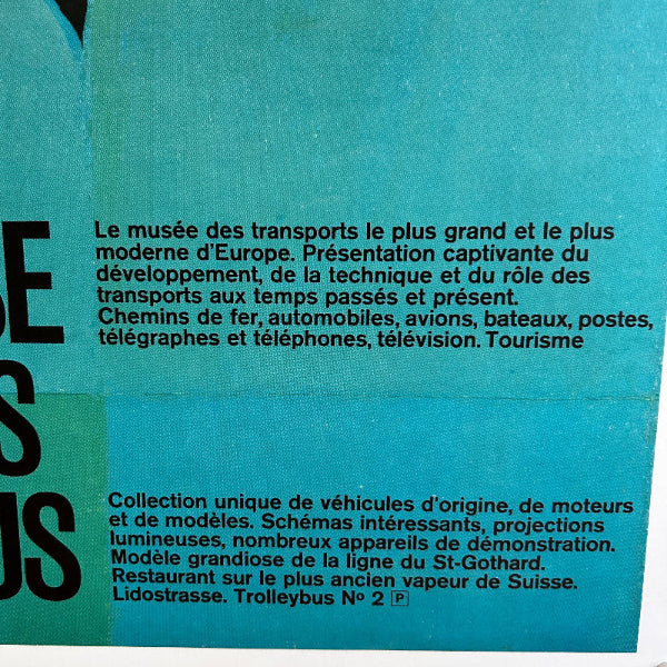 Musée des Transports Lucerne - SUISSE - Affiche Originale