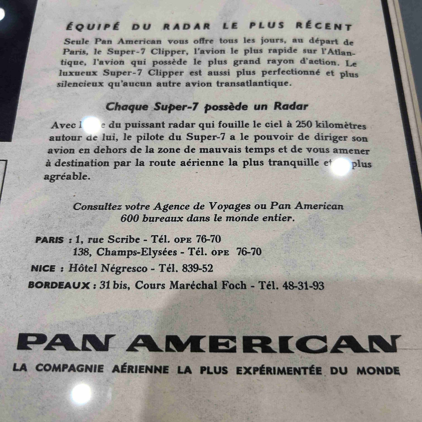PAN AMERICAN - PUBLICITE ORIGINALE