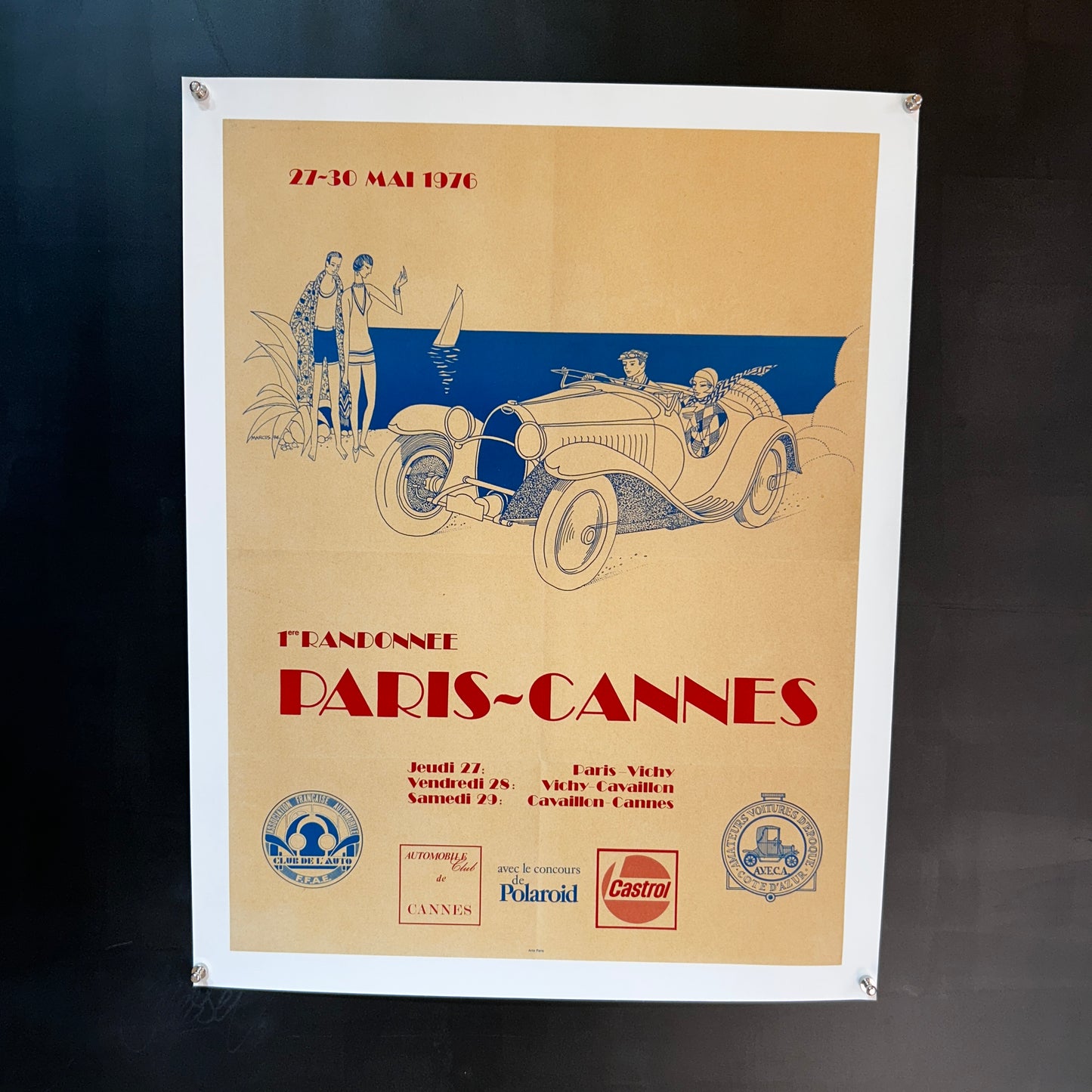 Randonnée Automobile Paris Cannes - Affiche Originale - 1976