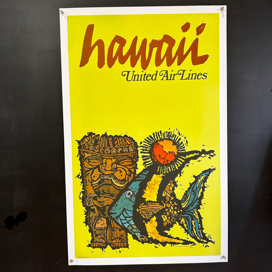 UNITED AIRLINES - HAWAII - Affiche originale
